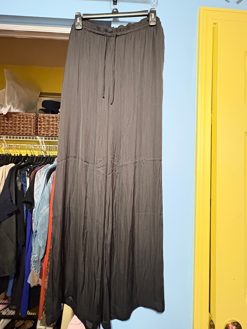 H&M Black Satin Drawstring Pants